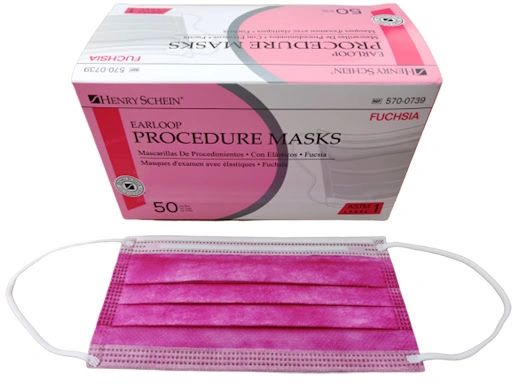 Mask Procedure ASTM Level 1 Pleated Fuchsia 50/Bx , 6 Box/Case , HS 5700739