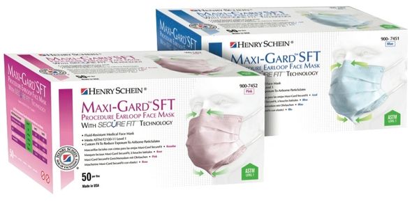 Mask Procedure Maxi-Gard SFT Secure Fit ASTM Level 2 Pleated Pink Size 50/Bx , HS GCPPKSSF