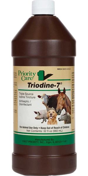 Triodine-7 Triple Source Iodine Tincture, 32oz , Each , 16/Case , First Priority TP137PC