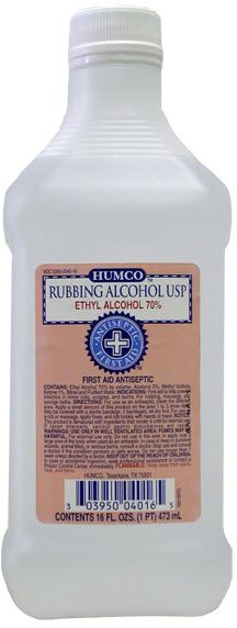 Rubbing Alcohol, Ethyl Alcohol 70% with 5% Acetone, 16oz , Each , 12/Case , Humco 004016001