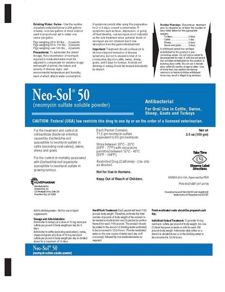 Neo-Sol 50 (Neomycin Sulfate) Soluble Powder, Antibacterial, 500gm , Each , Huvepharma NWNS-00041