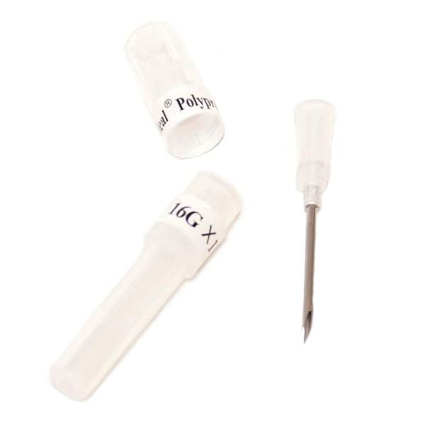 Ideal Hypodermic Needle, 6 Polypropylene Hub, Disposable, White, 16g x 1.5" , 100/Box , 1000/Case , Ideal Instruments 9330