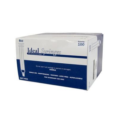 Ideal Syringes 6 cc Luer Lock, Soft Packed, 100/Box , 1000/Case , IDEAL INSTRUMENTS 9171