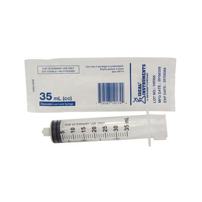 Ideal Syringes 35 cc Luer Lock, Soft Packed, 50/Box , 500/Case , IDEAL INSTRUMENTS 9174