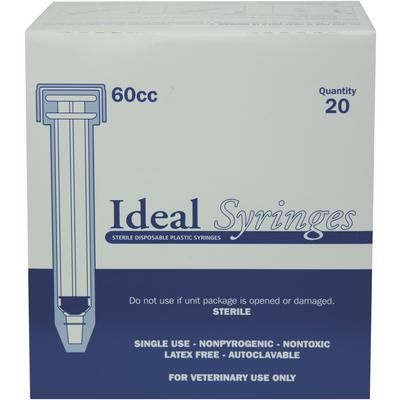 Ideal Disposable Syringes 60 cc, Luer Lock, Hard Packed, 20/bOX , 200/Case , NEOGEN 8894