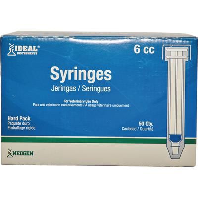 Ideal Disposable Syringes 6 cc, Luer Lock, Hard Packed, 50/Box , 500/Case , NEOGEN 8882