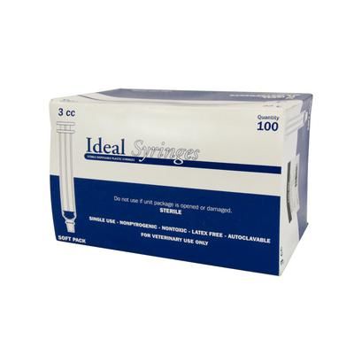 Ideal Disposable Syringes 3 cc, Luer Slip, Soft Packed, 100/Case , 1000/Case , IDEAL INSTRUMENTS 9100