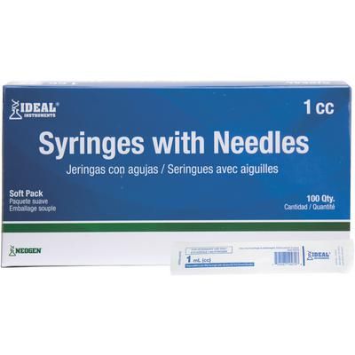 Ideal Syringes with Needles 1 cc, Tuberculin, 25 Gauge x 5/8", Luer Slip, Soft Packed, 100/Box , 1000/Case, NEOGEN 9279