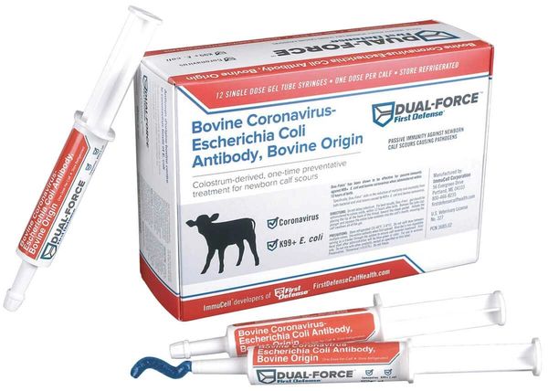 Dual-Force First Defense One-Time Preventative Treatment for Newborn Calf Scours, 30gm , Each , 12/Box , ImmuCell 7512