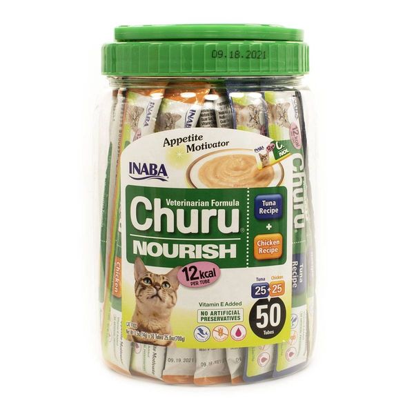 Churu Nourish Tuna and Chicken 0.5oz Tubes , 50/Pack , Inaba UVC111