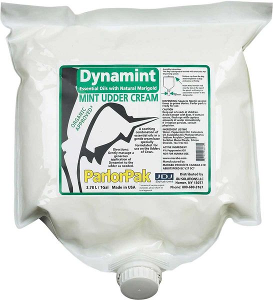 Dynamint Mint Udder Cream Parlor Pack, White, 1 Gallon , 2/Case , JDJ DYN PARLOR