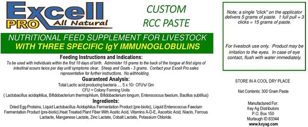 Excell Pro All Natural Custom RCC Paste, Nutritional Feed Supplement for Livestock, 60gm , Each , 15/Case, KeyAg 60GM-RCC