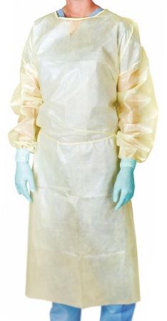 Medium Weight Coated Polypropylene Isolation Gown, Yellow, Large , 50/Case , Medline CRI4010-Case