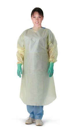 Protective Procedure Gown One Size Fits Most Yellow NonSterile Disposable , 100/Case , Medline NON27SMS2