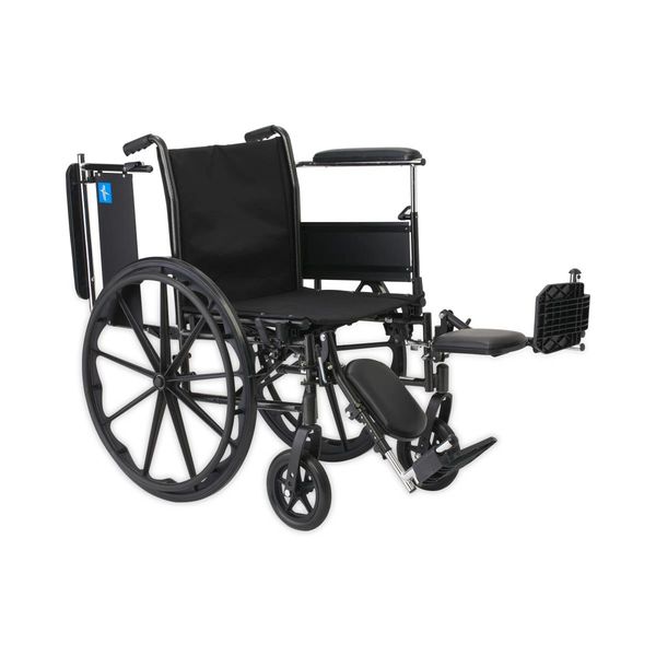 K3 Guardian 16" Wide Wheelchair with Height-Adjustable Full-Length Arms and Elevating Leg Rests , Medline K3166N44E