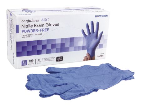 Exam Glove McKesson Confiderm® 3.5C NonSterile Powder Free Nitrile Ambidextrous Textured Fingertips Blue Chemo Tested X-Large , 180/Box , 10 Box/Case