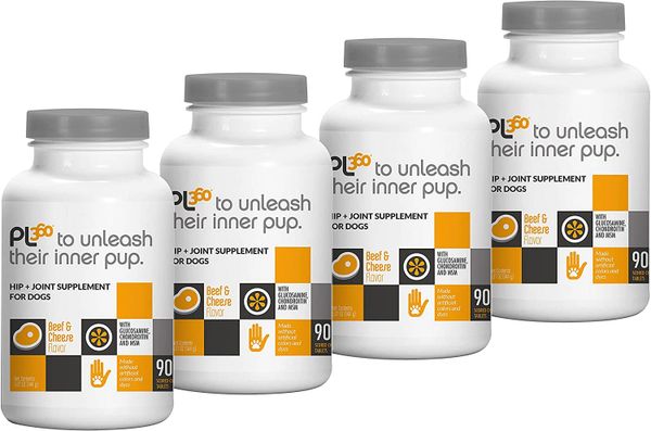 Arthogen Plus Advanced Hip and Joint Formula for Dogs, Beef and Cheese Flavor, 180 Scored Chewable Tablets , 5/Pack , Pet Labs 360