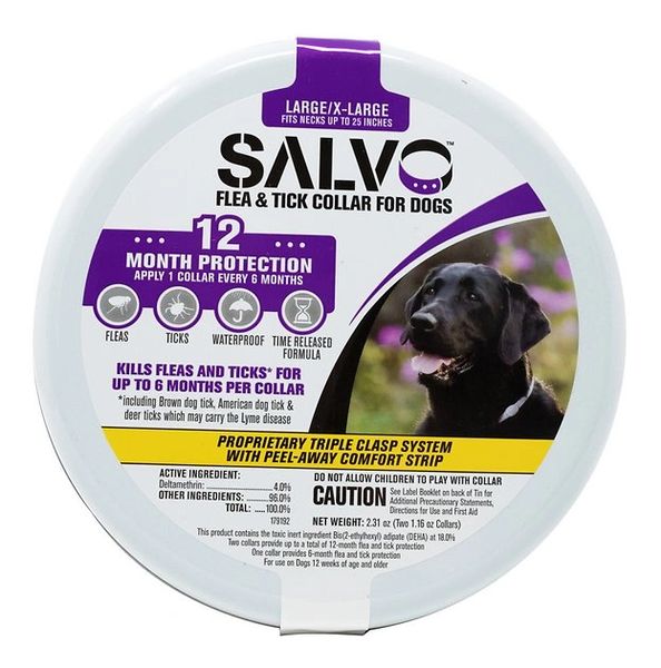 Salvo Flea and Tick Collar for Dogs, Large / X-Large up to 25" Neck , Promika 011-512002