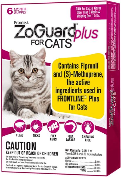 ZoGuard Plus for Cats and Kittens Over 1.5 Pounds, Pink Label (3 Dose) , Promika 011-511101