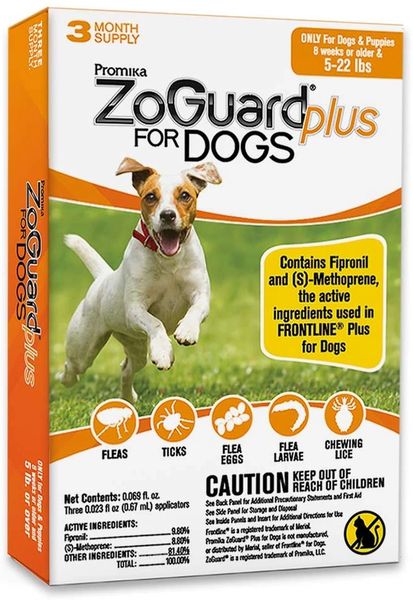 ZoGuard Plus for Dogs 4 to 22 Pounds, Orange Label (3 Dose) , Promika 011-511102