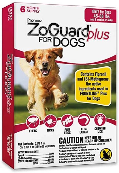 ZoGuard Plus for Dogs 44 to 88 Pounds, Red Label (3 Dose) , Promika 011-511104