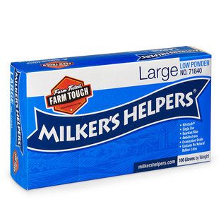 Milker's Helpers Low-Powder , Disposable Gloves, Blue, Large , 100/Box , 10 Box/Case , Summit Glove 71840-L