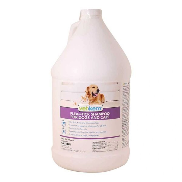 VetKem Flea and Tick Shampoo for Dogs and Cats 1 gallon , Vet Ke