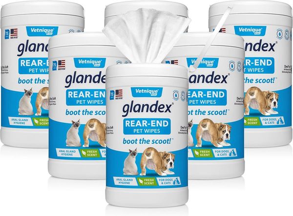 Glandex Anal Gland Hygienic Pet Wipes, 75 Count , Each , 12 Pack/Case , Vetnique Labs GXW75-44986