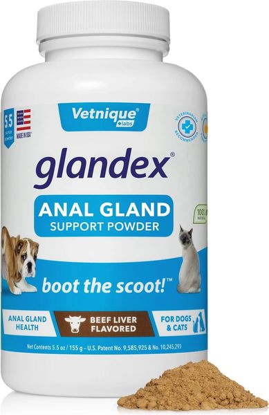 Glandex Anal Gland Support Powder for Dogs and Cats, Beef Flavor, 2.5oz , Each , 47/Case , Vetnique Labs GXP25-44974