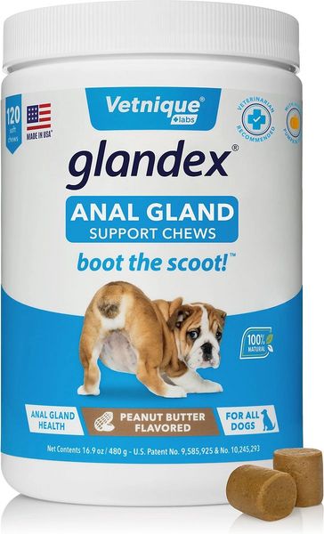 Glandex Anal Gland Support for Dogs, Peanut Butter Flavor, 120 Soft Chews , Each , 36 Pack/Case , Vetnique Labs GSC120-44983