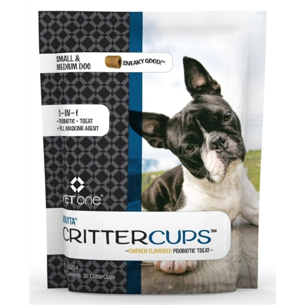 Advita CritterCups Probiotic Treat and Pill Masking Agent for Small and Medium Dogs, Chicken Flavor, 30 Count , Each Pack , 10 Pack/Case , Vetone MWI-104