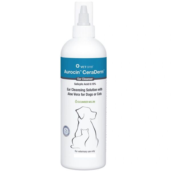 Aurocin CeraDerm Ear Cleanser for Dogs or Cats, 16oz , Each , 12/Case , Vetone G40530F