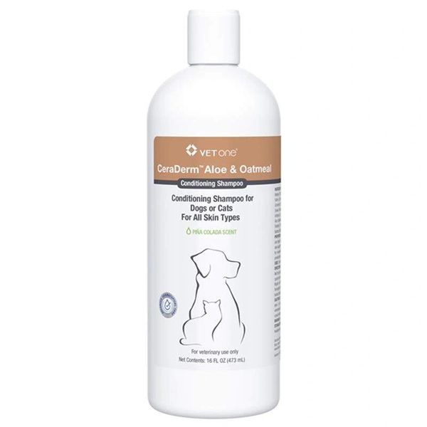 CeraDerm Aloe and Oatmeal Conditioning Shampoo for Dogs or Cats, 16oz , Each , 12/Case , Vetone G41310C