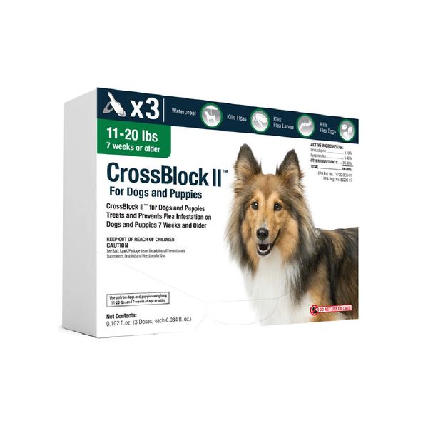 CrossBlock II for Dogs and Puppies 11 to 20 Pounds, Green Label ( 3 Dose x 12) , Vetone D93140C