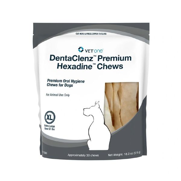 DentaClenz Premium Hexadine Chews for Dogs, Extra Large, 30 Count , Vetone 511060