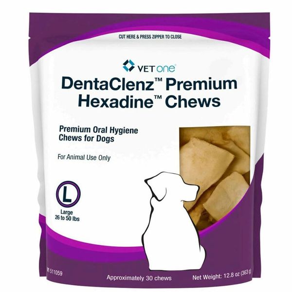 DentaClenz Premium Hexadine Chews for Dogs, Large, 26-50 lbs 30 Count , Vetone 511059