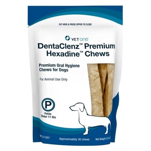 DentaClenz Premium Hexadine Chews for Dogs, Petite, under 11 lb 30 Count , Each , 12/Pack , Vetone 511057