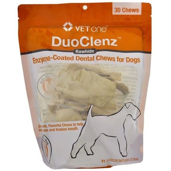 DuoClenz Rawhide, Enzyme-Coated Dental Chews for Dogs, Medium, 30 Count , Each , 12/Case , Vetone CLE06230MW