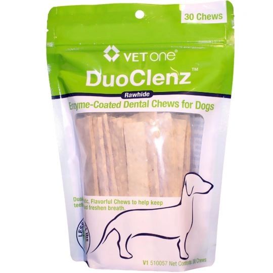 DuoClenz Rawhide, Enzyme-Coated Dental Chews for Dogs, Small, 30 Count , Each , 12 Pack/Case , Vetone CLE06130MW