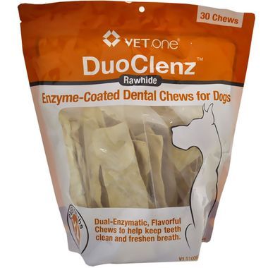 DuoClenz Rawhide, Enzyme-Coated Dental Chews for Dogs, X-Large, 30 Count , Each , 6 Pack/Case , Vetone CLE06430MW