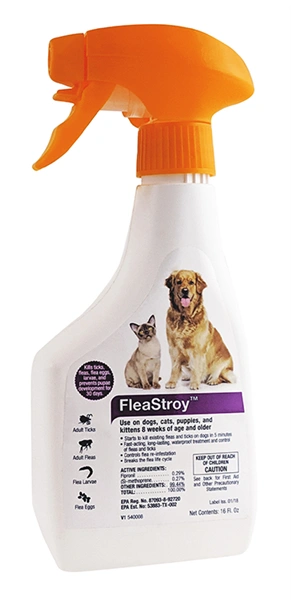 FleaStroy Spray for Dogs, Cats, Puppies and Kittens, 16oz , Each , 6/Case , Vetone 84540008