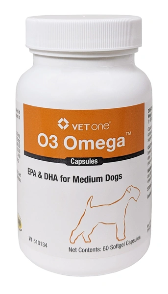 O3 Omega Capsules, EPA and DHA for Medium Dogs, 60 Count , each , Vetone 510134