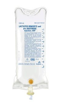 Caloric Agent Dextrose / Lactated Ringer's Solution 5% Intravenous IV Solution Flexible Bag 1000 mL , 12/Case , Hospira 792909