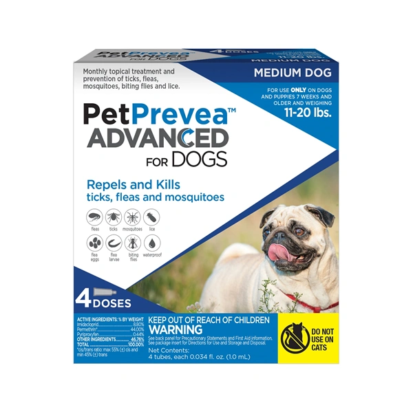 PetPrevea Advanced for Medium Dogs 11 to 20 Pounds, Light Blue Label (4 Dose x 4) , Vetone 620131