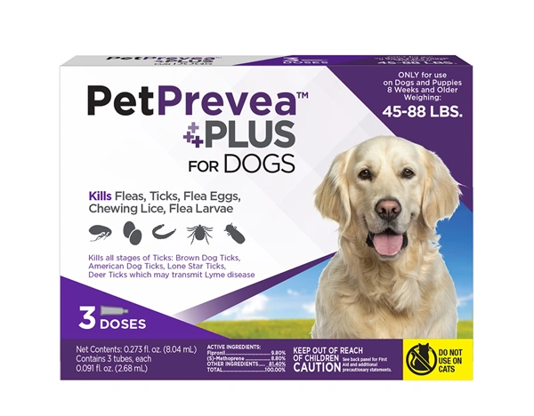 PetPrevea Plus for Dogs 45 to 88 Pounds, Purple Label (3 Dose x 6) , Vetone 620122