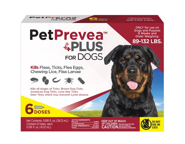 PetPrevea Plus for Dogs 89 to 132 Pounds, Red Label (6 Dose x 3) , Vetone 620128