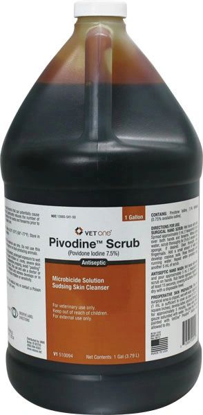 Pivodine Scrub 7.5% Povidone Iodine (0.75% Titratable Iodine) Antiseptic, 1 Gallon , Vetone 510094