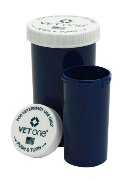 Plastic Pill Vial with Child Safety Cap, Blue, 13 Dram , 250/Case , Vetone 610169