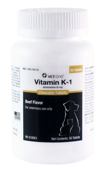 Vitamin K-1 Chewable Tablets, Beef Flavor, 50mg, 50 Count , Vetone 610063