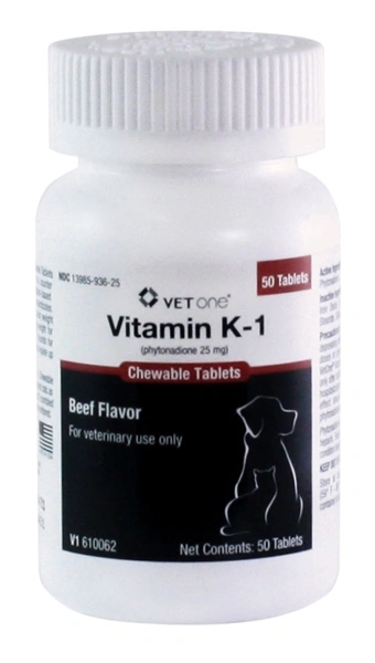 Vitamin K-1 Chewable Tablets, Beef Flavor, 25mg, 50 Count , Vetone 610062